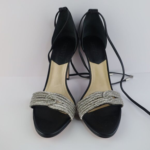 Andy Womens Leather Open Toe Heels 9B- 0309 - Picture 6 of 13